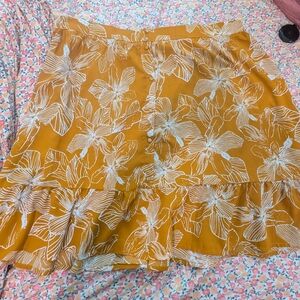 SHEIN Yellow Floral Mini Skirt